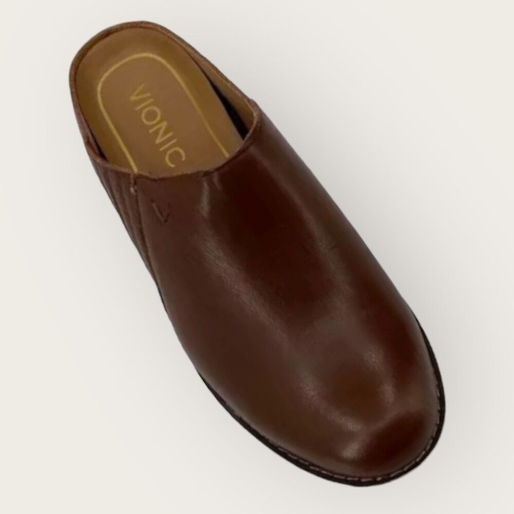 Vionic Nellie Mules Womens 5 US 36 EU Brown Leather Shoes Open Slip On Clog Heel - Picture 5 of 8